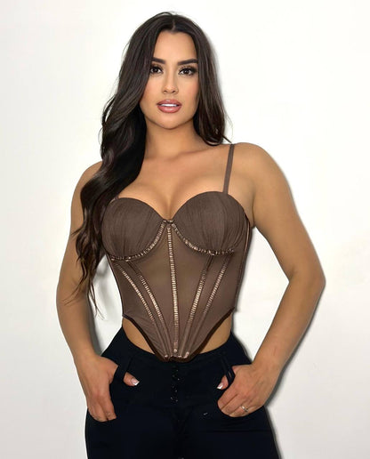 Corset Satín Estructurado Aura Prisma Eclipse, Realza Tu Figura con Confort y Estilo Único