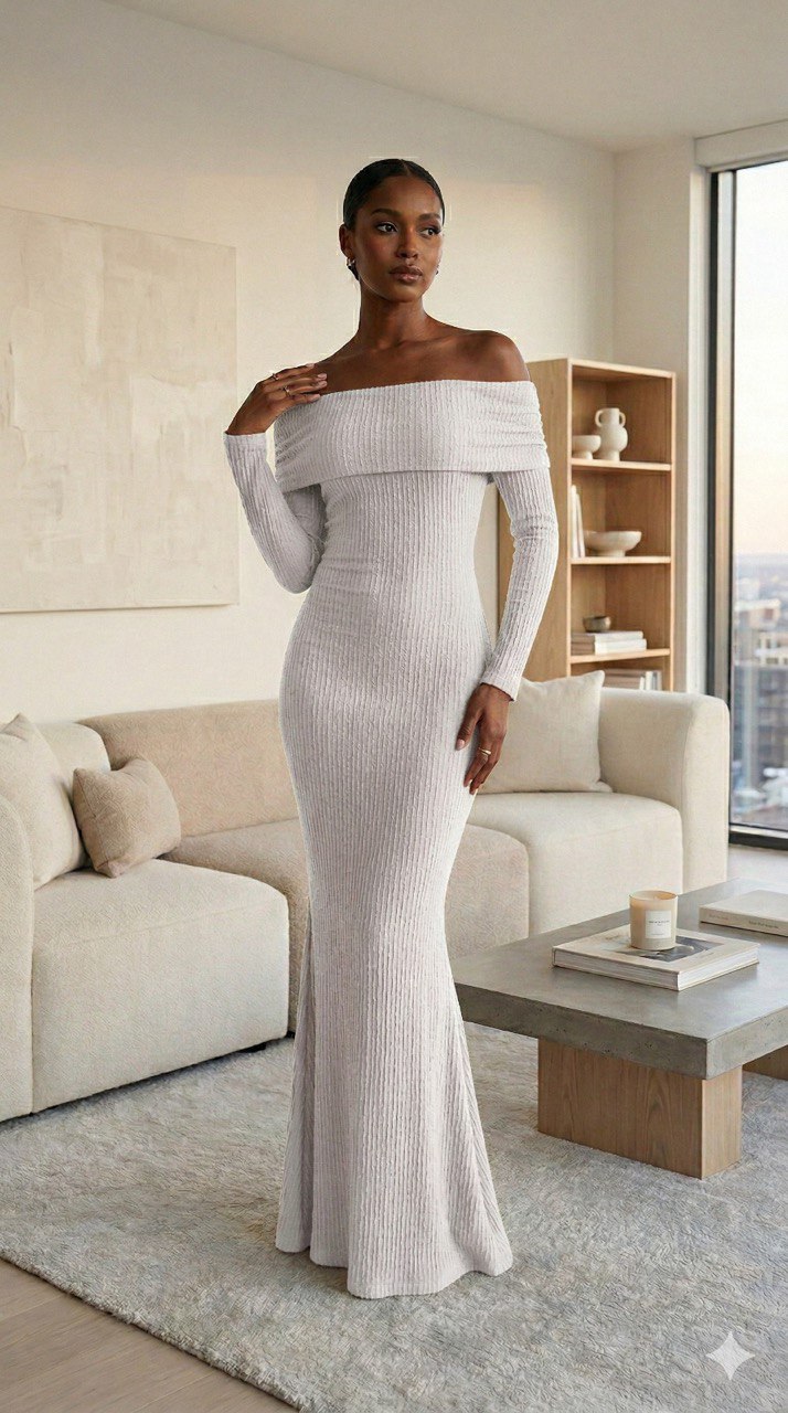 Vestido Largo Corrugado Aurora Línea Esencia, Elegancia Atemporal y Comodidad Extrema